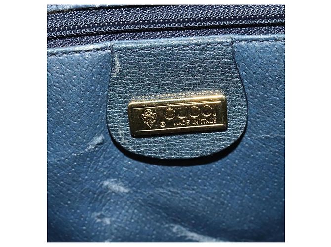 Gucci Borsa a Spalla Micro GG Supreme PVC Navy Gold 001 116 0844 Auth ep10595 D'oro Blu navy - vista 16