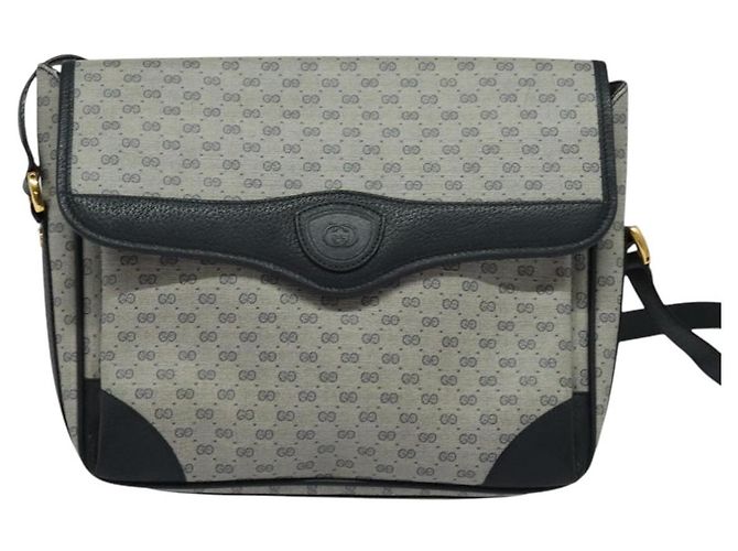 Gucci Borsa a Spalla Micro GG Supreme PVC Navy Gold 001 116 0844 Auth ep10595 D'oro Blu navy - vista 2