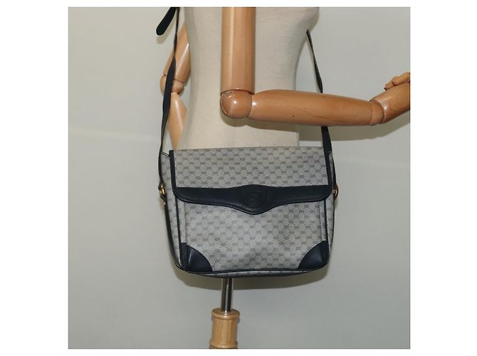 Gucci Borsa a Spalla Micro GG Supreme PVC Navy Gold 001 116 0844 Auth ep10595 D'oro Blu navy - vista 23
