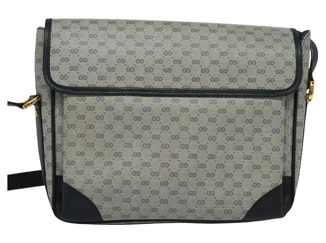 Gucci Borsa a Spalla Micro GG Supreme PVC Navy Gold 001 116 0844 Auth ep10595 D'oro Blu navy - vista 3