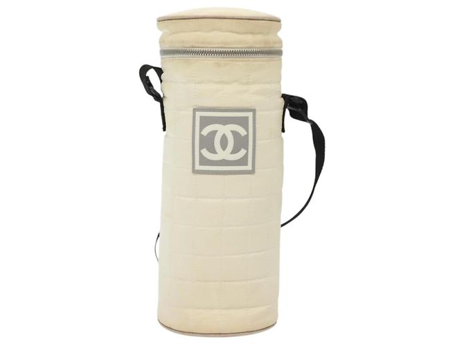 Borsa portabottiglie sportiva CHANEL in nylon bianco argento CC Auth bs28661 - vista 2