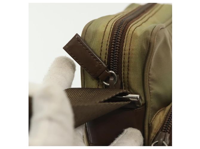 Borsa a Spalla PRADA Nylon Kaki Argento Autentica ki5896 Cachi - vista 16