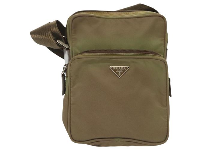 Borsa a Spalla PRADA Nylon Kaki Argento Autentica ki5896 Cachi - vista 2