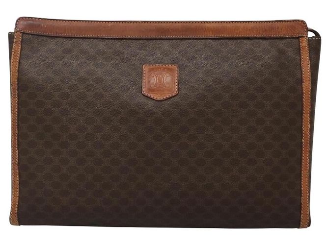 Céline Clutch in tela Macadam CELINE in pelle PVC marrone Auth gh579 - vista 2