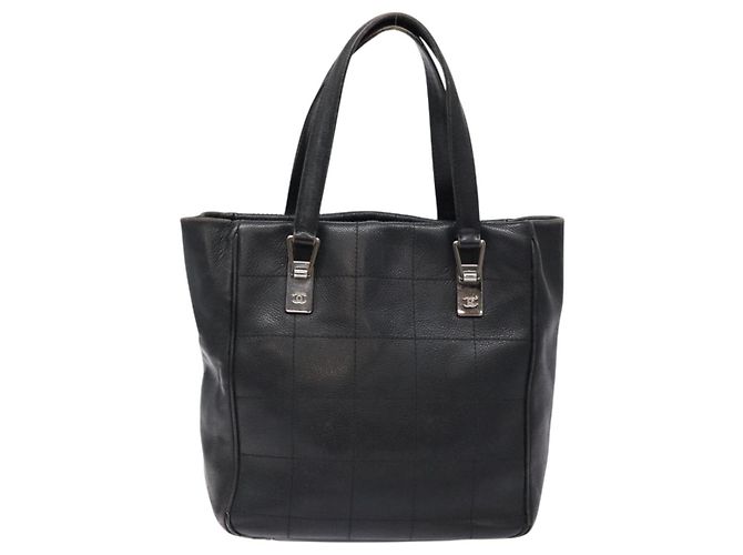 CHANEL Borsa Choco Bar COCO Mark in tela nera e argento CC Auth BA5420 Nero - vista 2