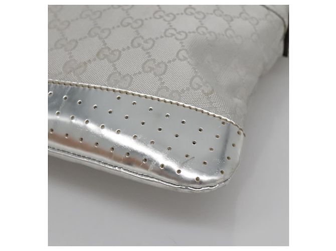 Borsa a Spalla GG Canvas Gucci Argento 145857 Auth ti3396 - vista 10