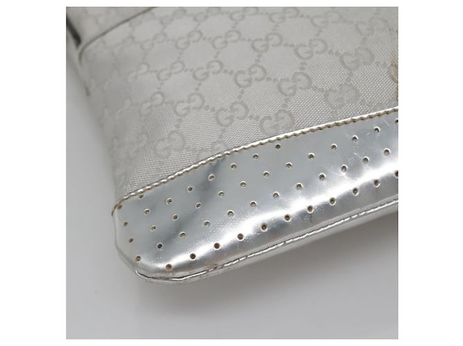 Borsa a Spalla GG Canvas Gucci Argento 145857 Auth ti3396 - vista 11