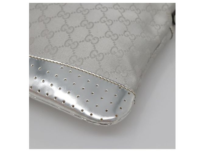 Borsa a Spalla GG Canvas Gucci Argento 145857 Auth ti3396 - vista 12