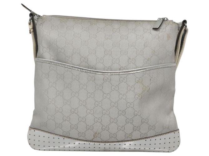 Borsa a Spalla GG Canvas Gucci Argento 145857 Auth ti3396 - vista 2