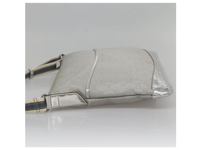 Borsa a Spalla GG Canvas Gucci Argento 145857 Auth ti3396 - vista 4