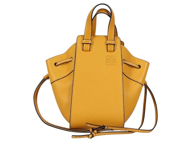 LOEWE Borsa a mano Hammock Compact in pelle gialla Auth 135252M Giallo - vista 13