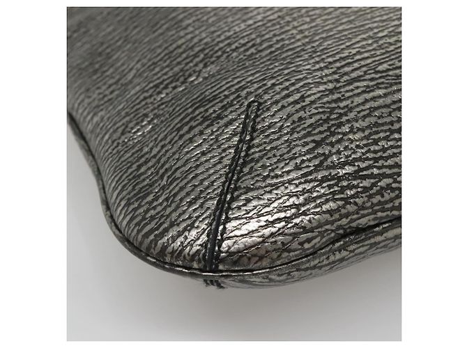 SAINT LAURENT Borsa a Spalla Metropolis Pelle Argento Auth am8965 - vista 11