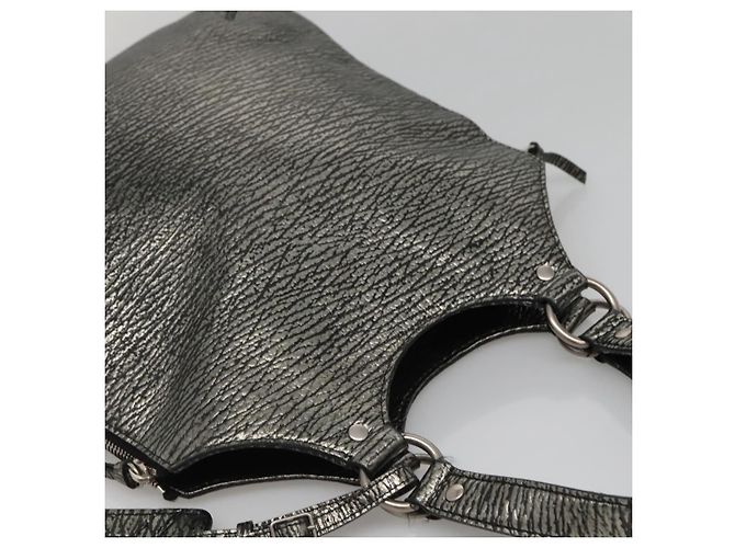 SAINT LAURENT Borsa a Spalla Metropolis Pelle Argento Auth am8965 - vista 6