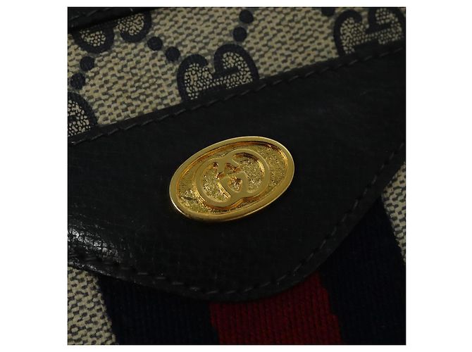 GUCCI GG Supreme Sherry Line Borsa a Spalla PVC Blu Navy Oro 41 02 013 Auth ep10484 D'oro - vista 14