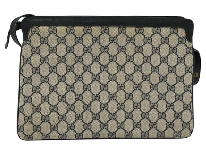 GUCCI GG Supreme Sherry Line Borsa a Spalla PVC Blu Navy Oro 41 02 013 Auth ep10484 D'oro - vista 3