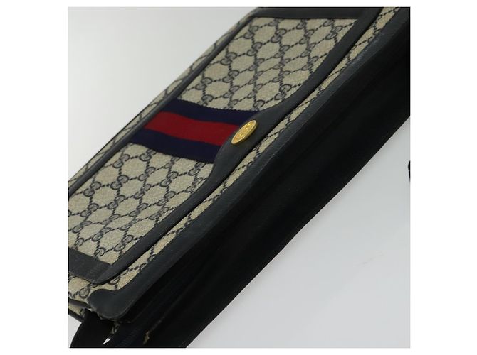 GUCCI GG Supreme Sherry Line Borsa a Spalla PVC Blu Navy Oro 41 02 013 Auth ep10484 D'oro - vista 6
