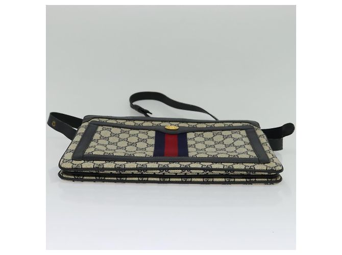 GUCCI GG Supreme Sherry Line Borsa a Spalla PVC Blu Navy Oro 41 02 013 Auth ep10484 D'oro - vista 9