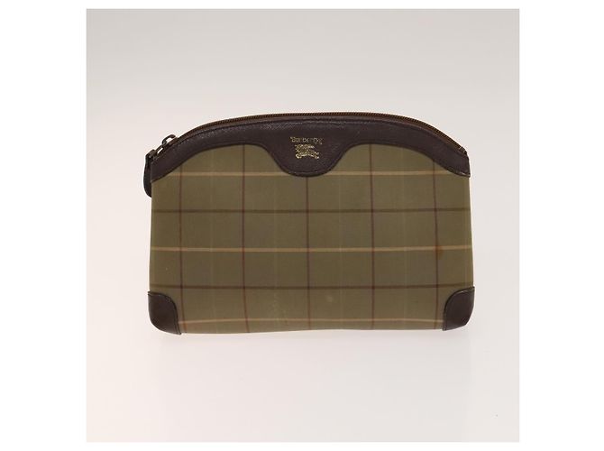 Borsa Clutch BURBERRY in Tela e Pelle 4 pezzi Beige Marrone Nero Auth bs29014 - vista 17