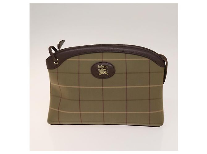 Borsa Clutch BURBERRY in Tela e Pelle 4 pezzi Beige Marrone Nero Auth bs29014 - vista 7