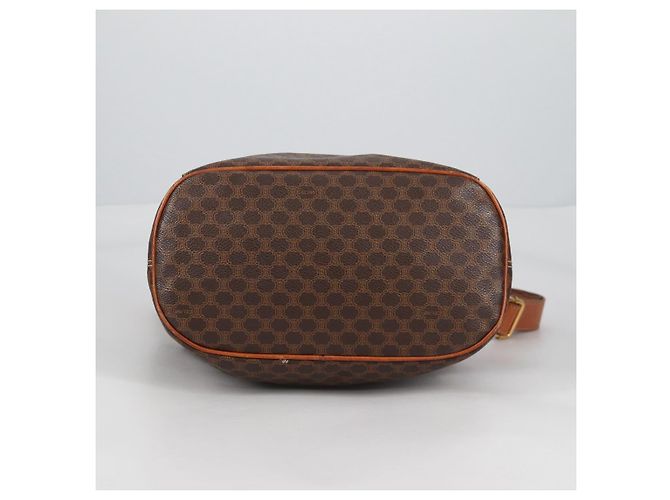 Céline Borsa a Spalla in Tela Macadam CELINE in Pelle PVC Marrone Oro Auth 136201 D'oro - vista 10