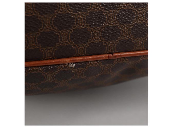Céline Borsa a Spalla in Tela Macadam CELINE in Pelle PVC Marrone Oro Auth 136201 D'oro - vista 11