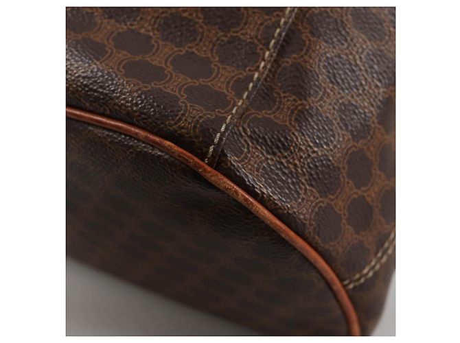 Céline Borsa a Spalla in Tela Macadam CELINE in Pelle PVC Marrone Oro Auth 136201 D'oro - vista 13