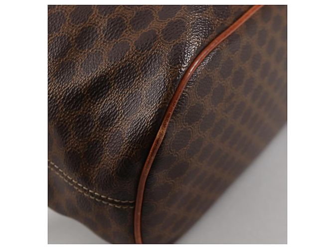 Céline Borsa a Spalla in Tela Macadam CELINE in Pelle PVC Marrone Oro Auth 136201 D'oro - vista 14