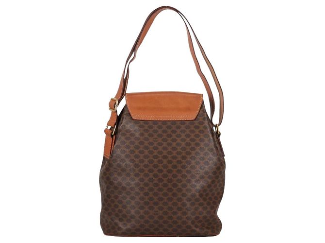 Céline Borsa a Spalla in Tela Macadam CELINE in Pelle PVC Marrone Oro Auth 136201 D'oro - vista 3