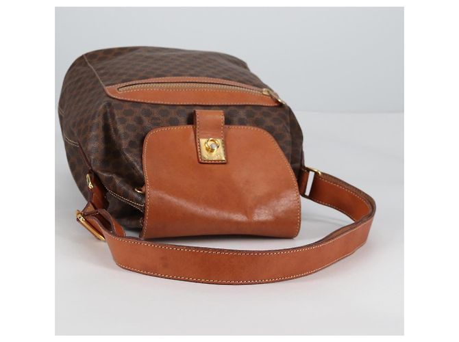 Céline Borsa a Spalla in Tela Macadam CELINE in Pelle PVC Marrone Oro Auth 136201 D'oro - vista 7