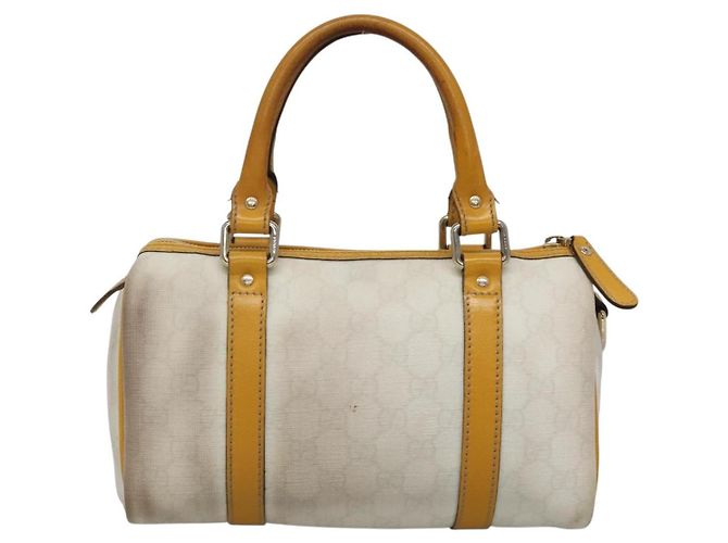 Gucci Borsa GG Supreme in PVC bianco e oro 193604 Auth 141249 D'oro - vista 3