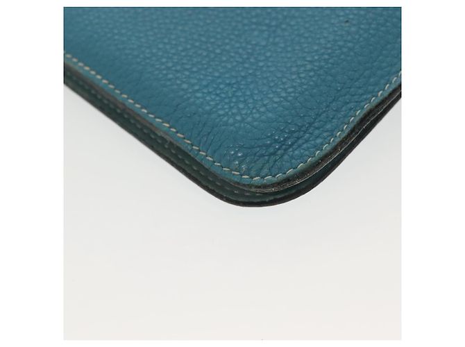 Hermès HERMES Borsa Clutch Dogon Meeting Togo Blu Chiaro Argento Auth BA5083 - vista 11