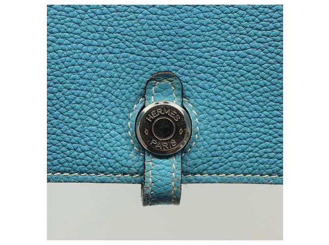Hermès HERMES Borsa Clutch Dogon Meeting Togo Blu Chiaro Argento Auth BA5083 - vista 12