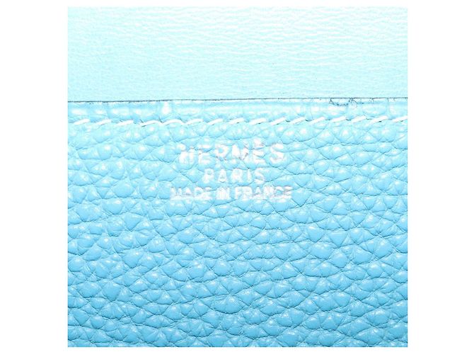 Hermès HERMES Borsa Clutch Dogon Meeting Togo Blu Chiaro Argento Auth BA5083 - vista 15