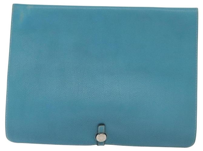 Hermès HERMES Borsa Clutch Dogon Meeting Togo Blu Chiaro Argento Auth BA5083 - vista 2