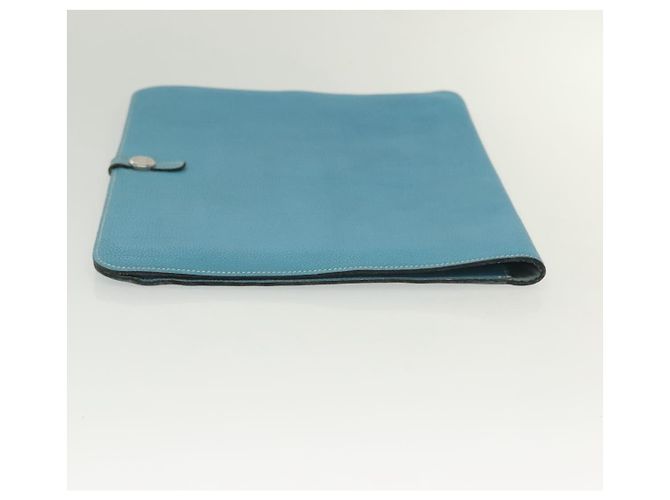 Hermès HERMES Borsa Clutch Dogon Meeting Togo Blu Chiaro Argento Auth BA5083 - vista 4