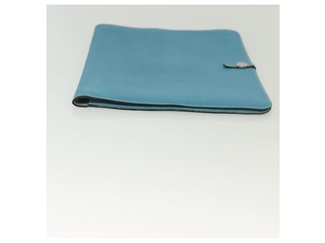 Hermès HERMES Borsa Clutch Dogon Meeting Togo Blu Chiaro Argento Auth BA5083 - vista 5