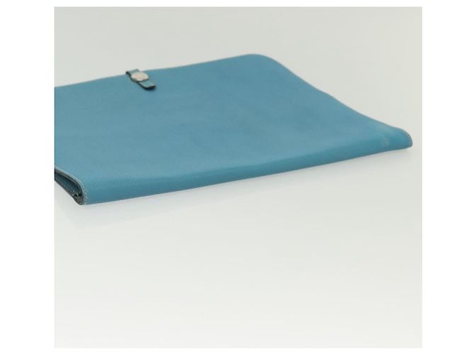 Hermès HERMES Borsa Clutch Dogon Meeting Togo Blu Chiaro Argento Auth BA5083 - vista 6