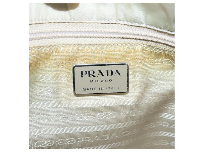 Borsa Tote PRADA Nylon Beige Argento Auth gh666 - vista 14