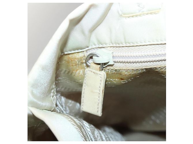 Borsa Tote PRADA Nylon Beige Argento Auth gh666 - vista 15