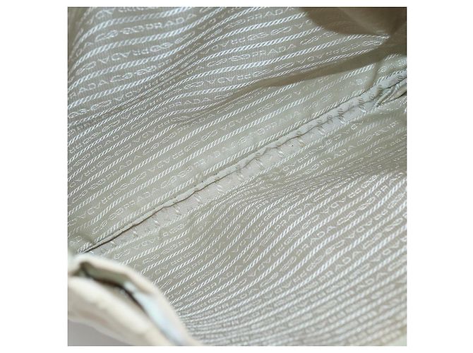 Borsa Tote PRADA Nylon Beige Argento Auth gh666 - vista 16