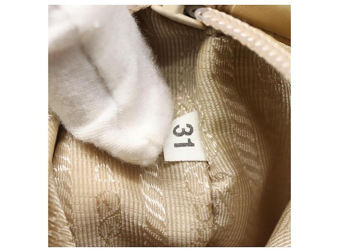 Borsa Tote PRADA Nylon Beige Argento Auth gh666 - vista 21