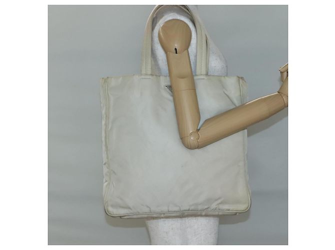Borsa Tote PRADA Nylon Beige Argento Auth gh666 - vista 22