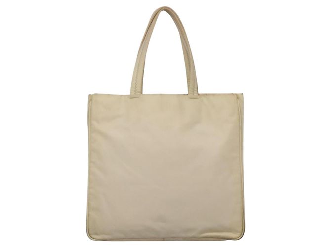 Borsa Tote PRADA Nylon Beige Argento Auth gh666 - vista 3