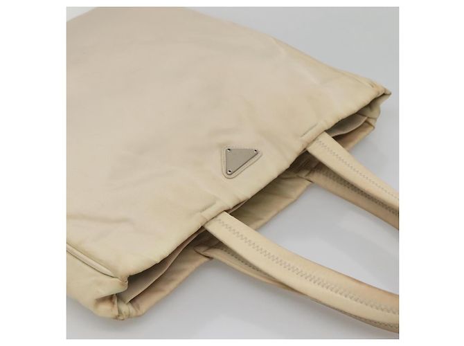 Borsa Tote PRADA Nylon Beige Argento Auth gh666 - vista 6