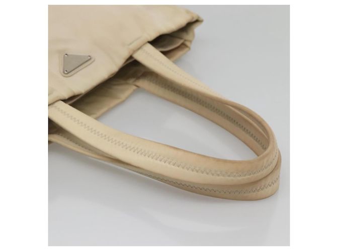 Borsa Tote PRADA Nylon Beige Argento Auth gh666 - vista 7