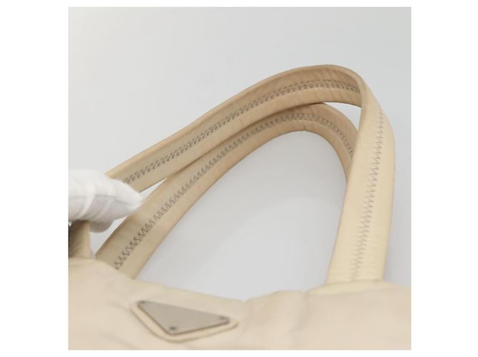 Borsa Tote PRADA Nylon Beige Argento Auth gh666 - vista 8