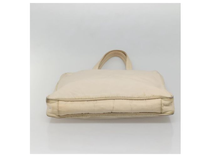 Borsa Tote PRADA Nylon Beige Argento Auth gh666 - vista 9