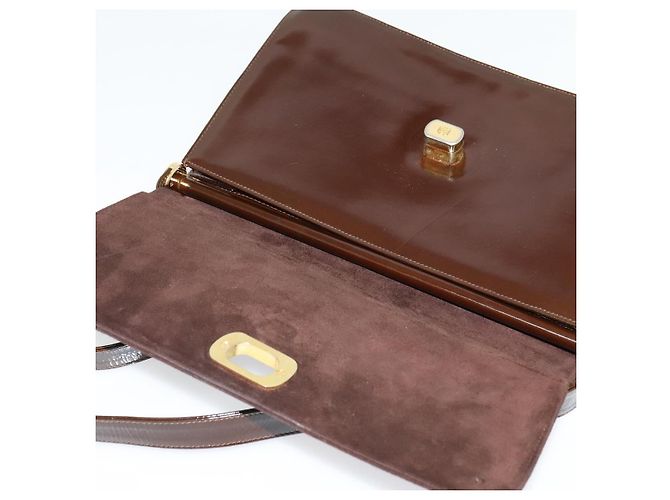 BALLY Borsa a Spalla in Pelle Scamosciata Marrone Scuro Oro Auth BA5436 D'oro - vista 15