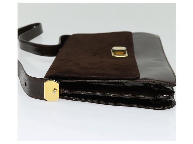 BALLY Borsa a Spalla in Pelle Scamosciata Marrone Scuro Oro Auth BA5436 D'oro - vista 4
