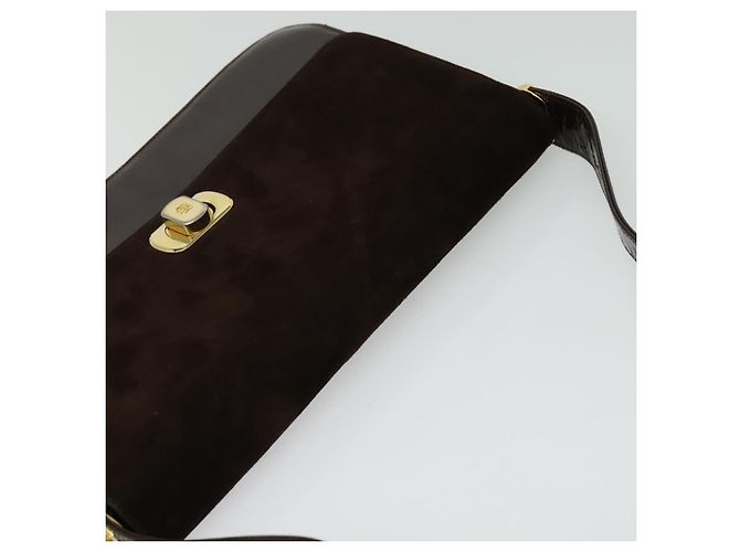 BALLY Borsa a Spalla in Pelle Scamosciata Marrone Scuro Oro Auth BA5436 D'oro - vista 6